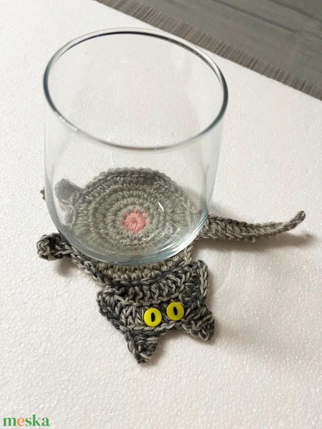 Horgolt cica poháralátét. - otthon & életmód - konyhafelszerelés, tálalás - tálalás - tányér- és poháralátét - Meska.hu