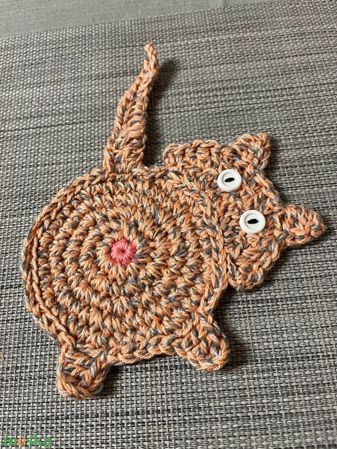 Horgolt cica poháralátét. - otthon & életmód - konyhafelszerelés, tálalás - tálalás - tányér- és poháralátét - Meska.hu