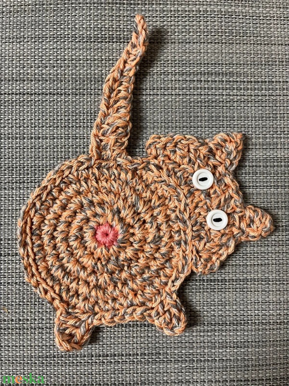 Horgolt cica poháralátét. - otthon & életmód - konyhafelszerelés, tálalás - tálalás - tányér- és poháralátét - Meska.hu