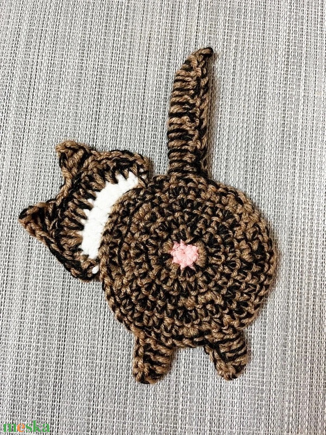 Horgolt cica poháralátét - otthon & életmód - konyhafelszerelés, tálalás - tálalás - tányér- és poháralátét - Meska.hu