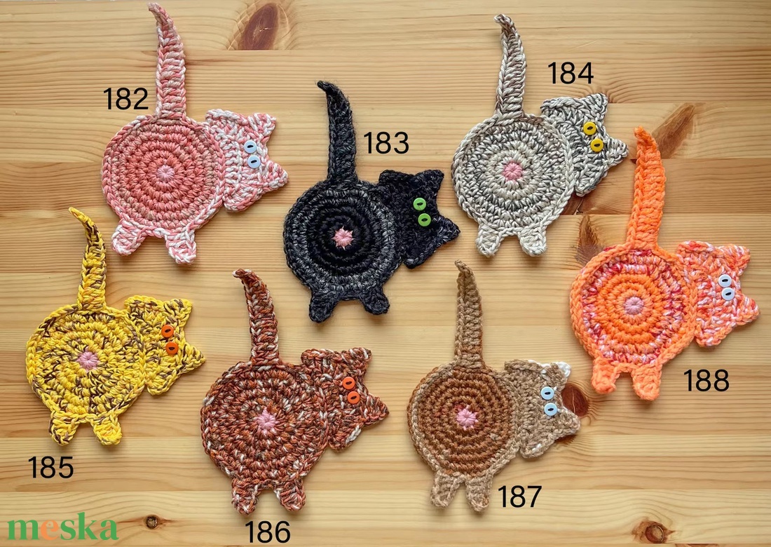 Horgolt cica poháralátét. - otthon & életmód - konyhafelszerelés, tálalás - tálalás - tányér- és poháralátét - Meska.hu