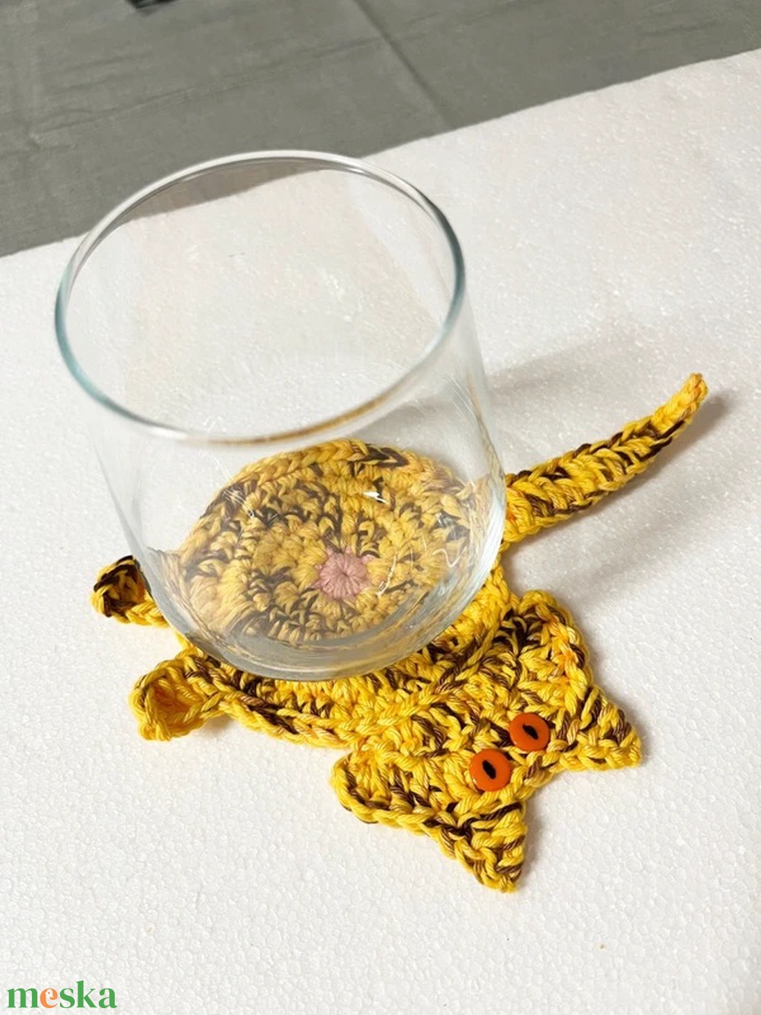 Horgolt cica poháralátét. - otthon & életmód - konyhafelszerelés, tálalás - tálalás - tányér- és poháralátét - Meska.hu