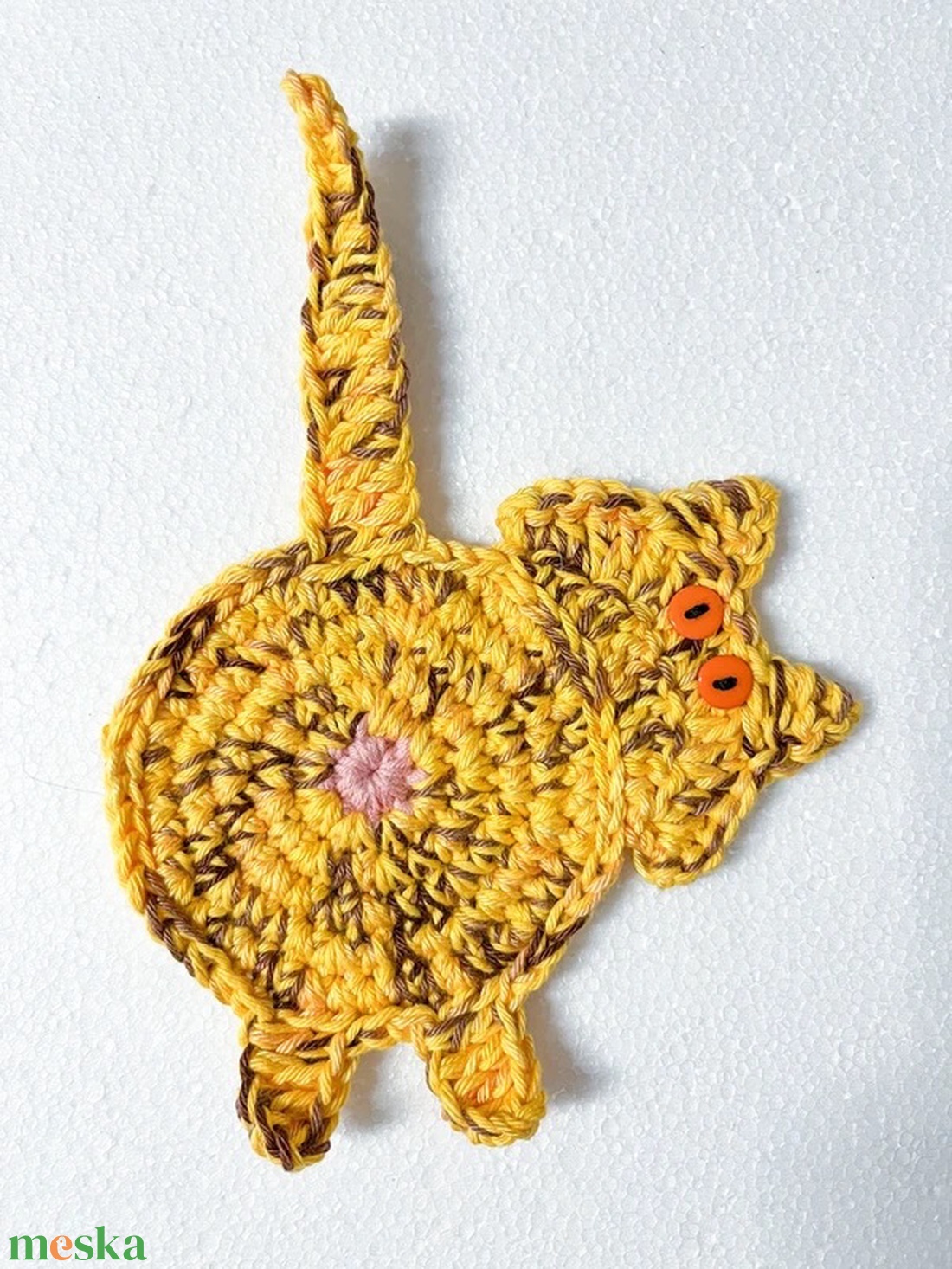 Horgolt cica poháralátét. - otthon & életmód - konyhafelszerelés, tálalás - tálalás - tányér- és poháralátét - Meska.hu