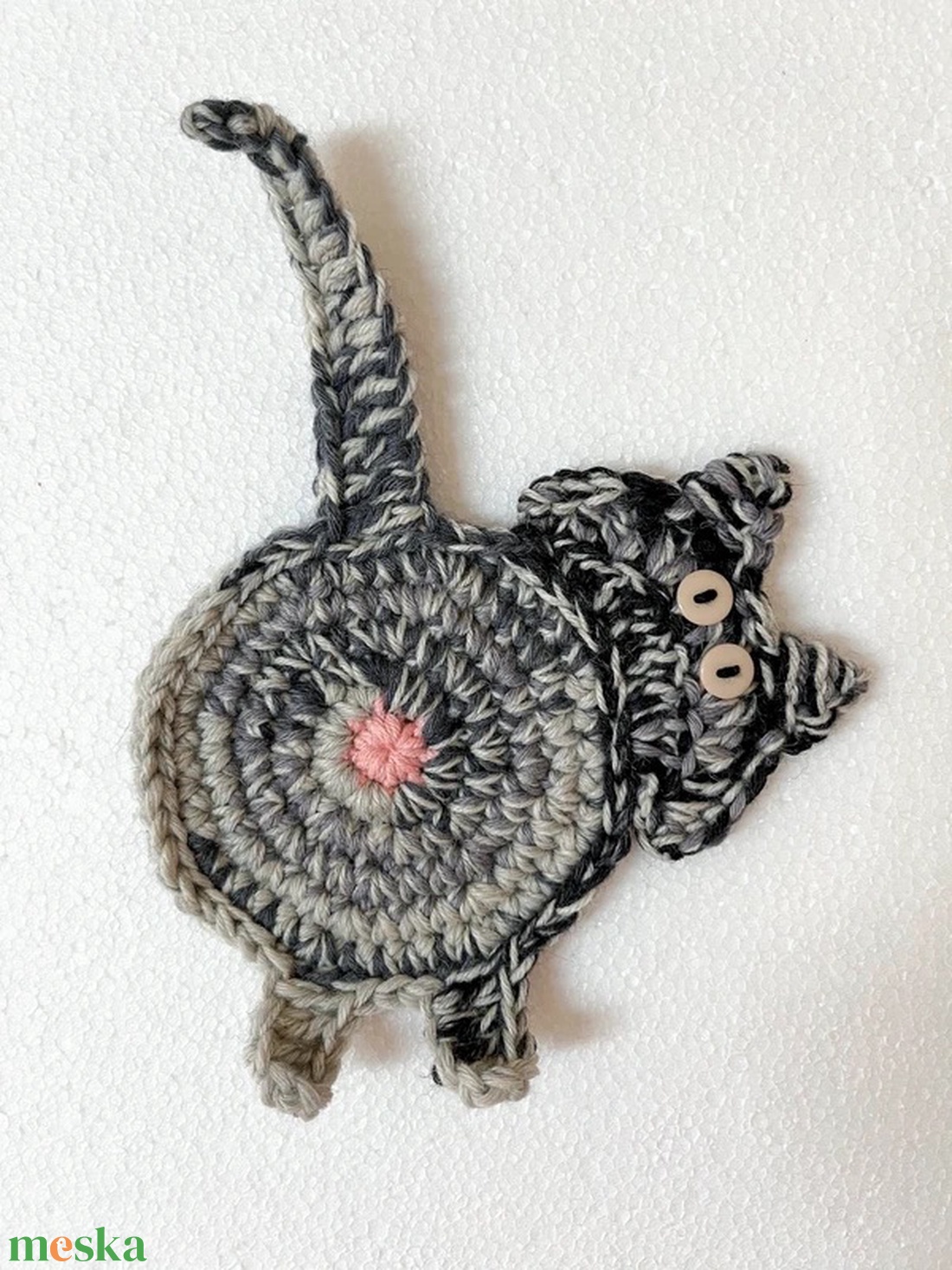 Horgolt cica poháralátét. - otthon & életmód - konyhafelszerelés, tálalás - tálalás - tányér- és poháralátét - Meska.hu