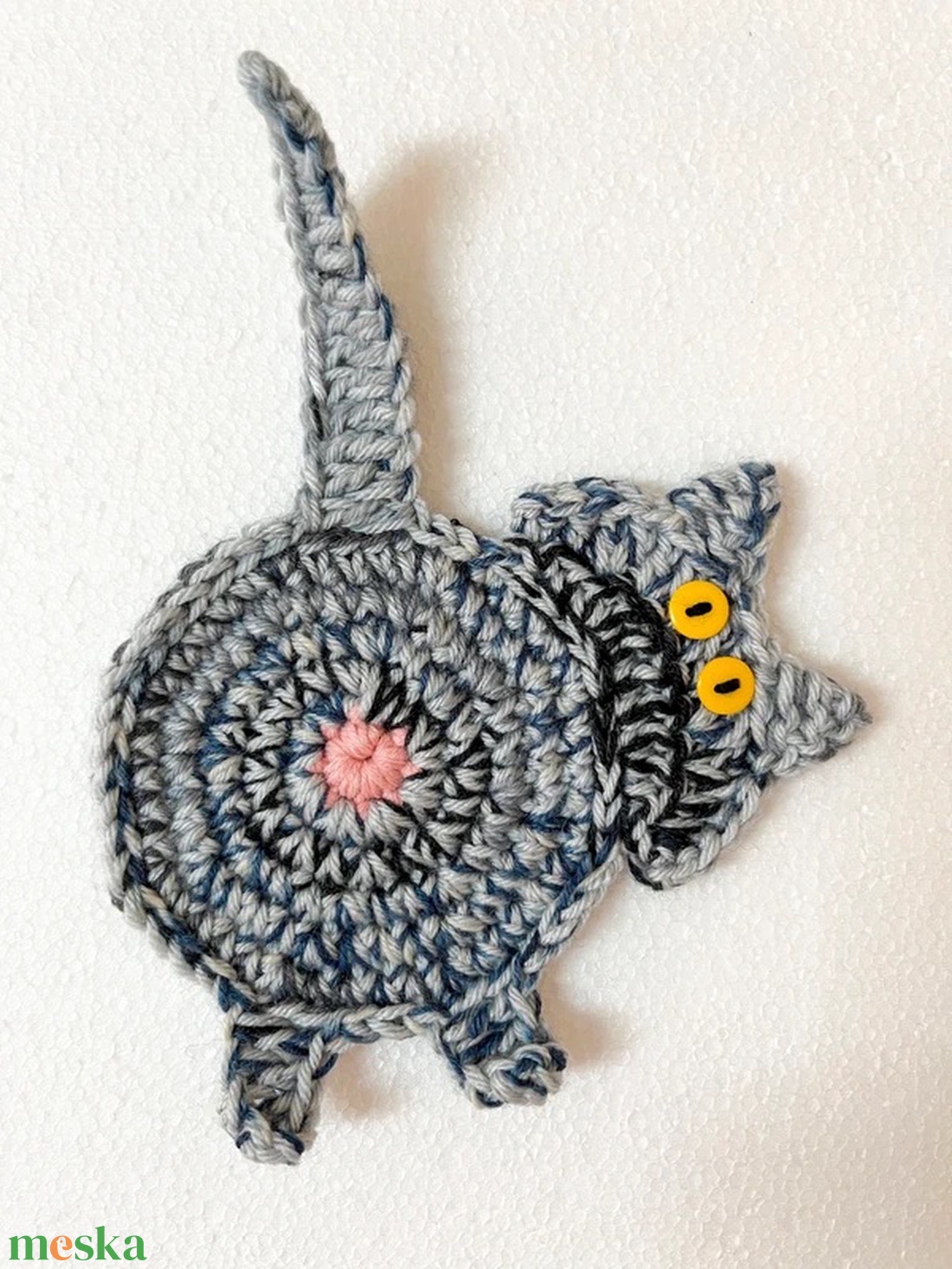 Horgolt cica poháralátét. - otthon & életmód - konyhafelszerelés, tálalás - tálalás - tányér- és poháralátét - Meska.hu