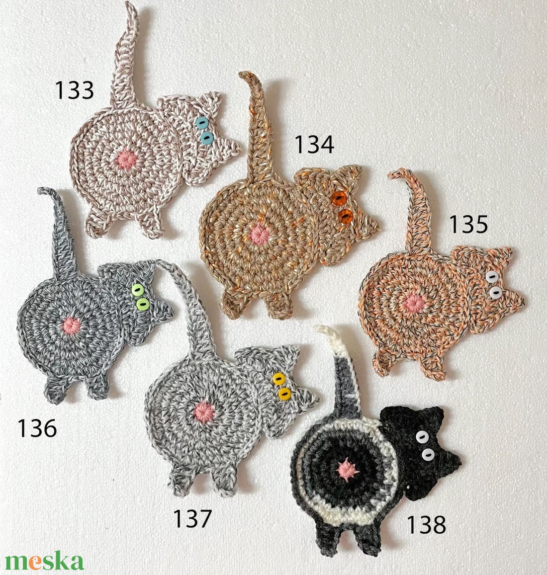 Horgolt cica poháralátét. - otthon & életmód - konyhafelszerelés, tálalás - tálalás - tányér- és poháralátét - Meska.hu