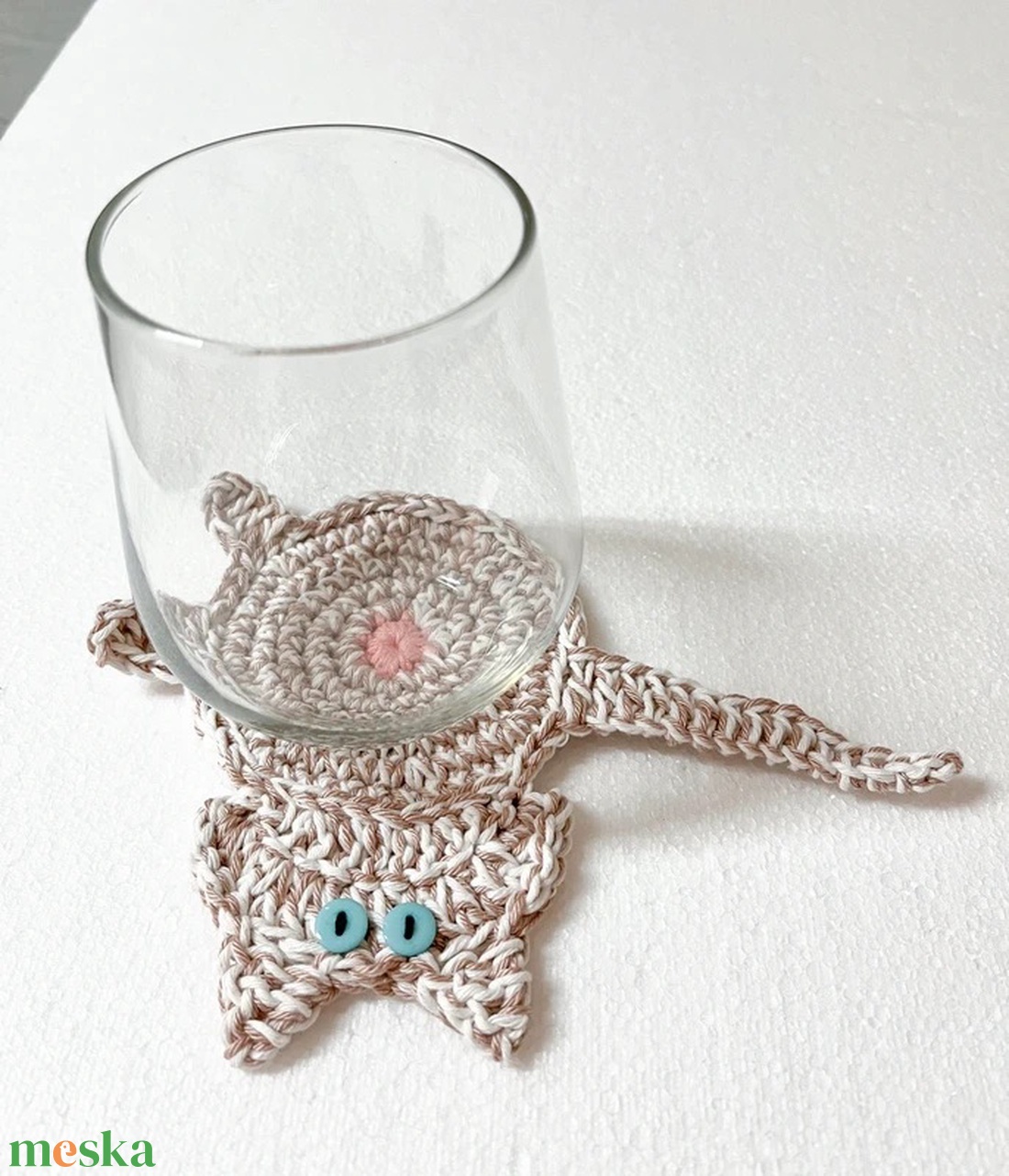 Horgolt cica poháralátét. - otthon & életmód - konyhafelszerelés, tálalás - tálalás - tányér- és poháralátét - Meska.hu