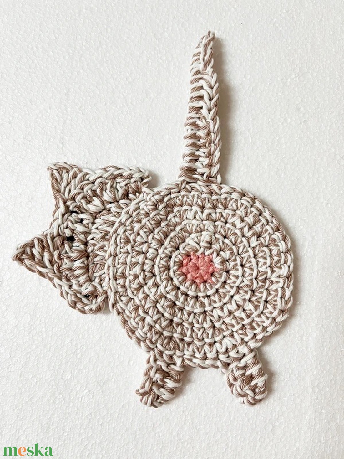 Horgolt cica poháralátét. - otthon & életmód - konyhafelszerelés, tálalás - tálalás - tányér- és poháralátét - Meska.hu