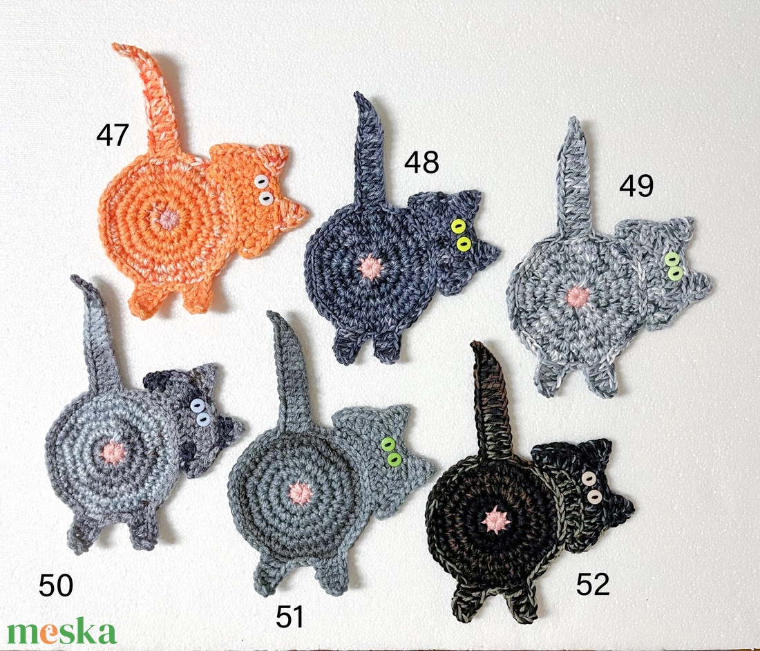 Horgolt cica poháralátét. - otthon & életmód - konyhafelszerelés, tálalás - tálalás - tányér- és poháralátét - Meska.hu