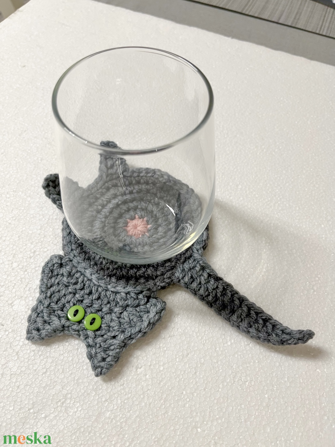 Horgolt cica poháralátét. - otthon & életmód - konyhafelszerelés, tálalás - tálalás - tányér- és poháralátét - Meska.hu