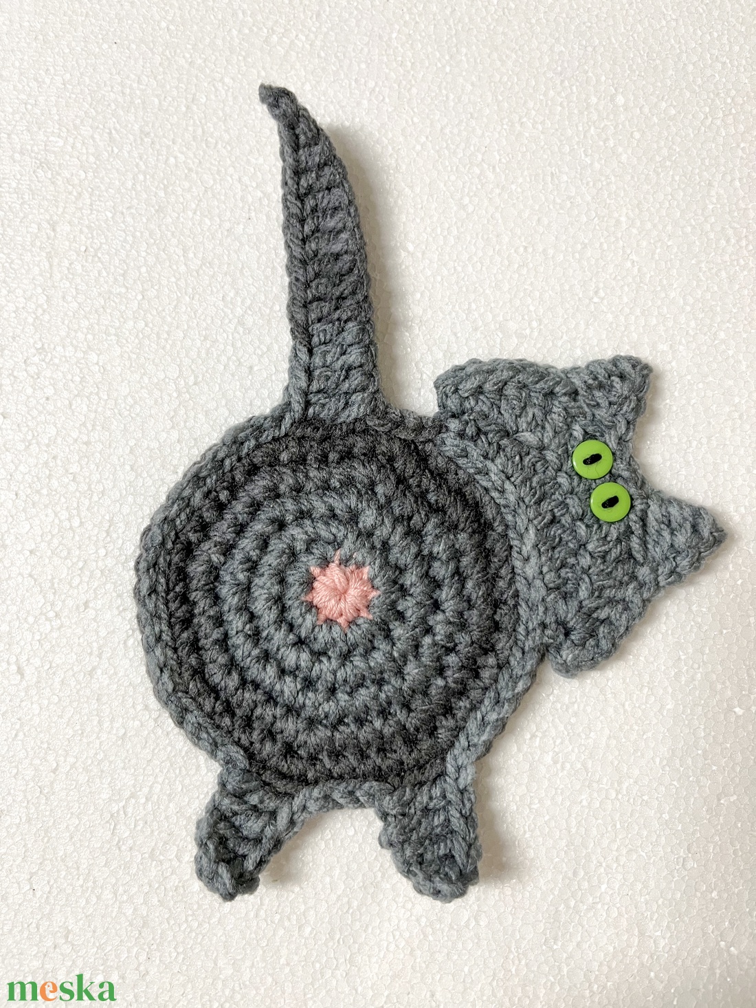 Horgolt cica poháralátét. - otthon & életmód - konyhafelszerelés, tálalás - tálalás - tányér- és poháralátét - Meska.hu