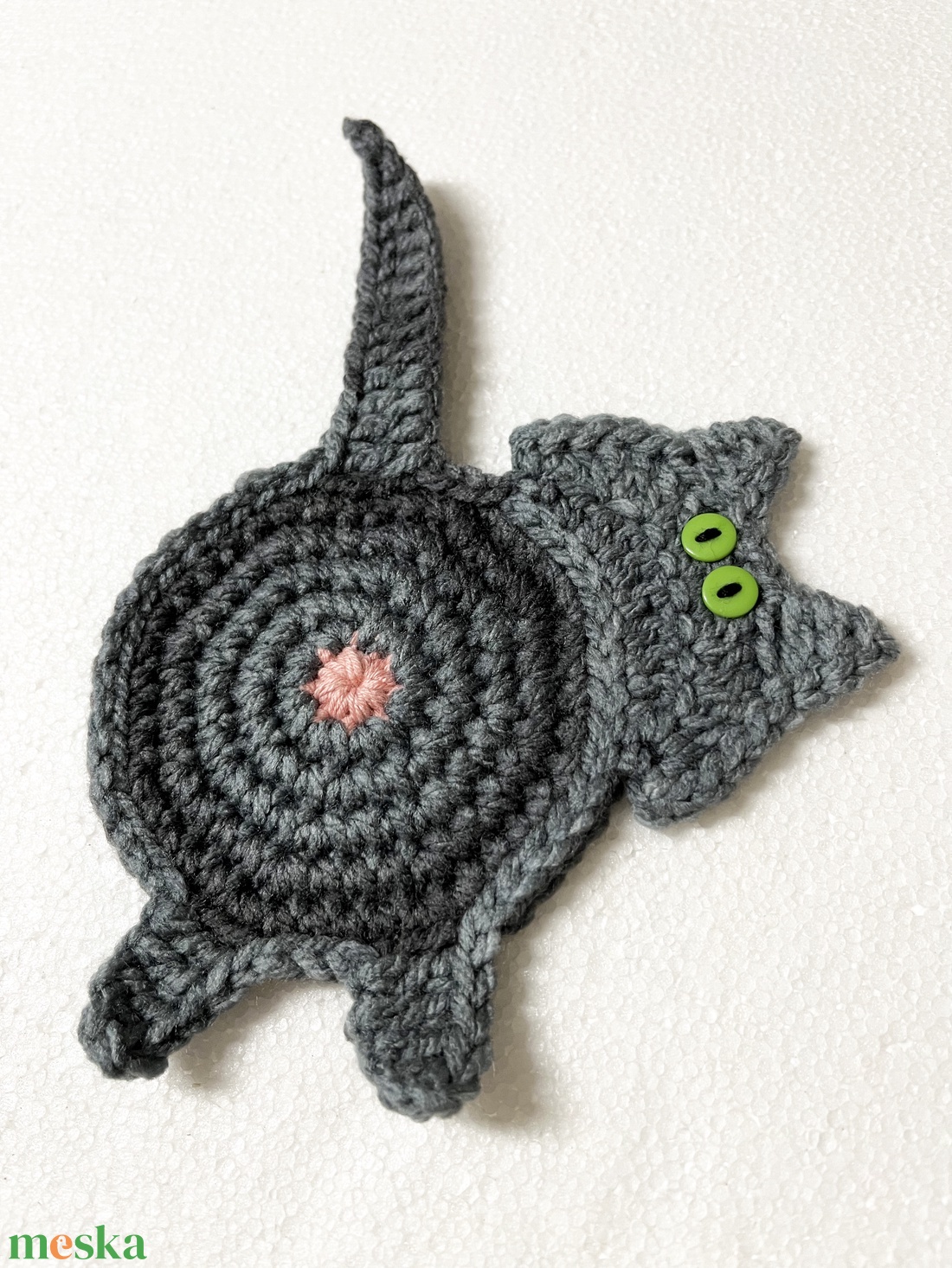 Horgolt cica poháralátét. - otthon & életmód - konyhafelszerelés, tálalás - tálalás - tányér- és poháralátét - Meska.hu