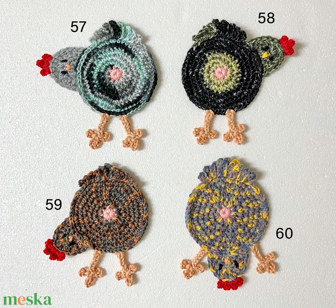 Horgolt csirke poháralátét - otthon & életmód - konyhafelszerelés, tálalás - tálalás - tányér- és poháralátét - Meska.hu
