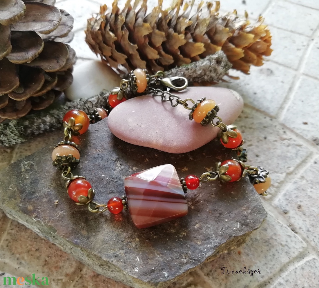 Karneol és narancs aventurin karkötő - narancssárga karneol és aventurin ásvány - ékszer - karkötő - gyöngyös karkötő - Meska.hu