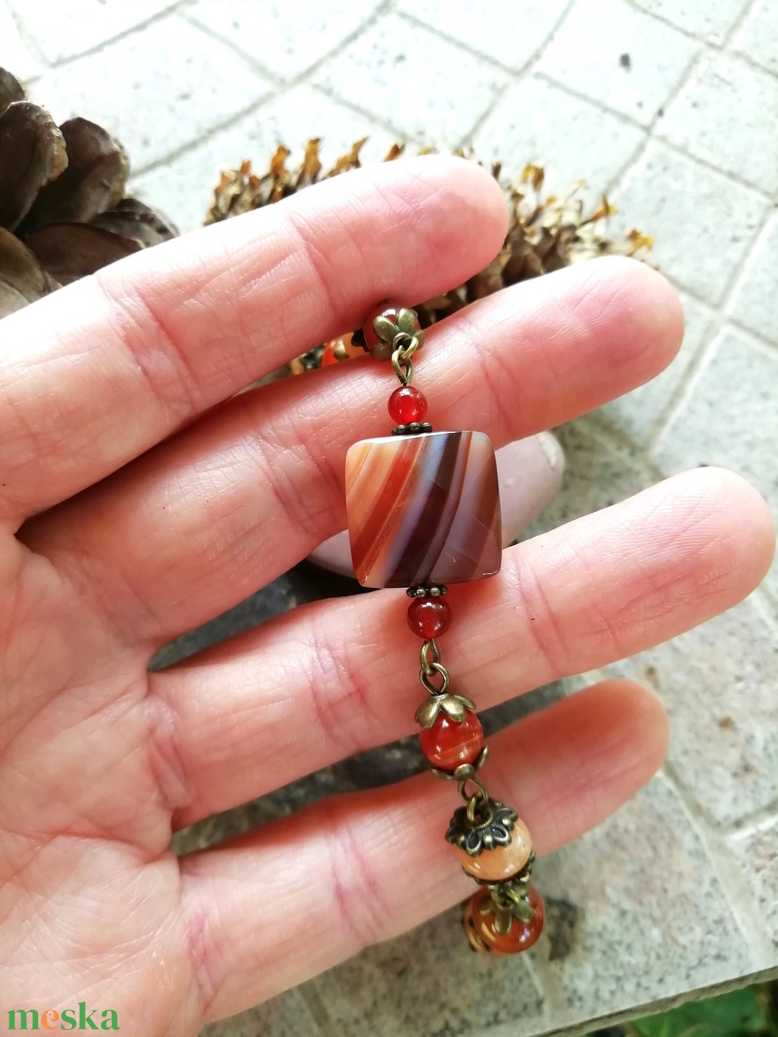 Karneol és narancs aventurin karkötő - narancssárga karneol és aventurin ásvány - ékszer - karkötő - gyöngyös karkötő - Meska.hu