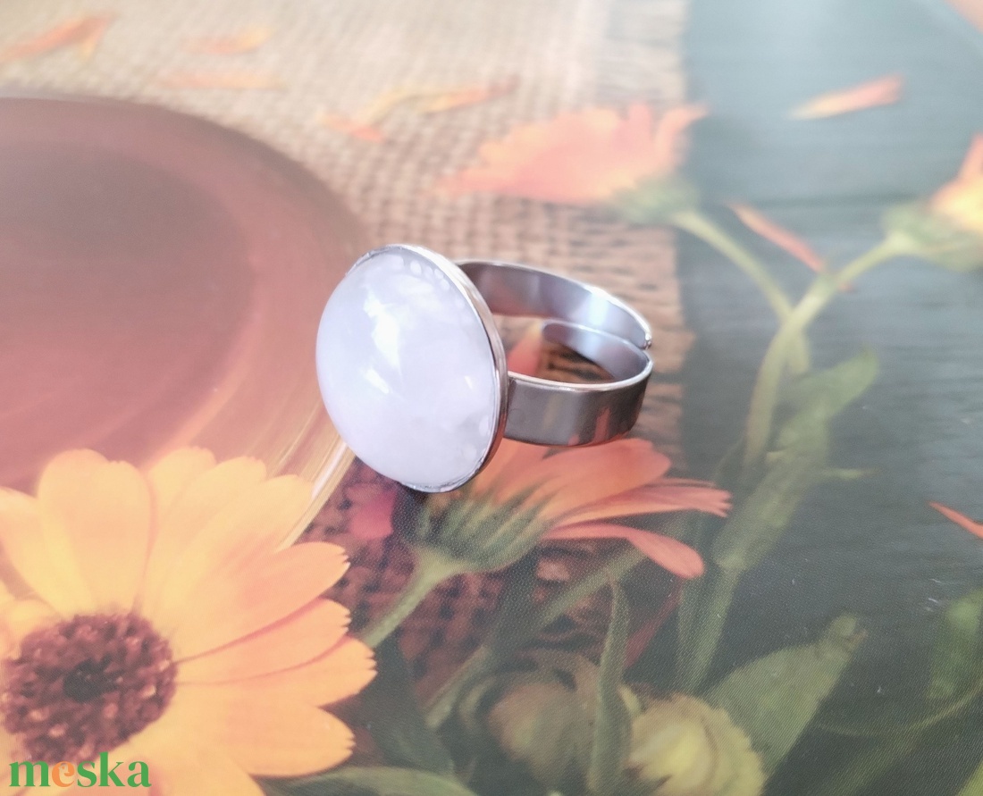Rózsakvarc acél gyűrű - ékszer - gyűrű - szoliter gyűrű - Meska.hu