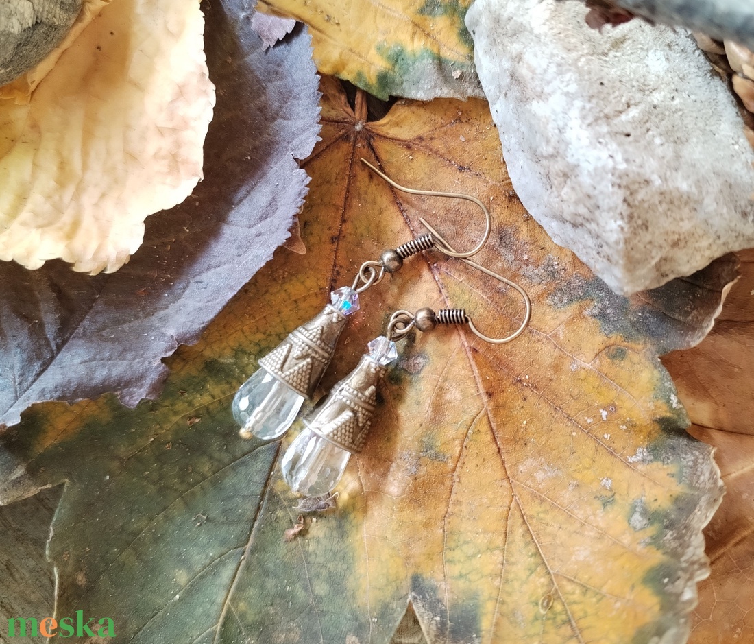 Hegyikristály csepp fülbevaló - ékszer - fülbevaló - lógó csepp fülbevaló - Meska.hu
