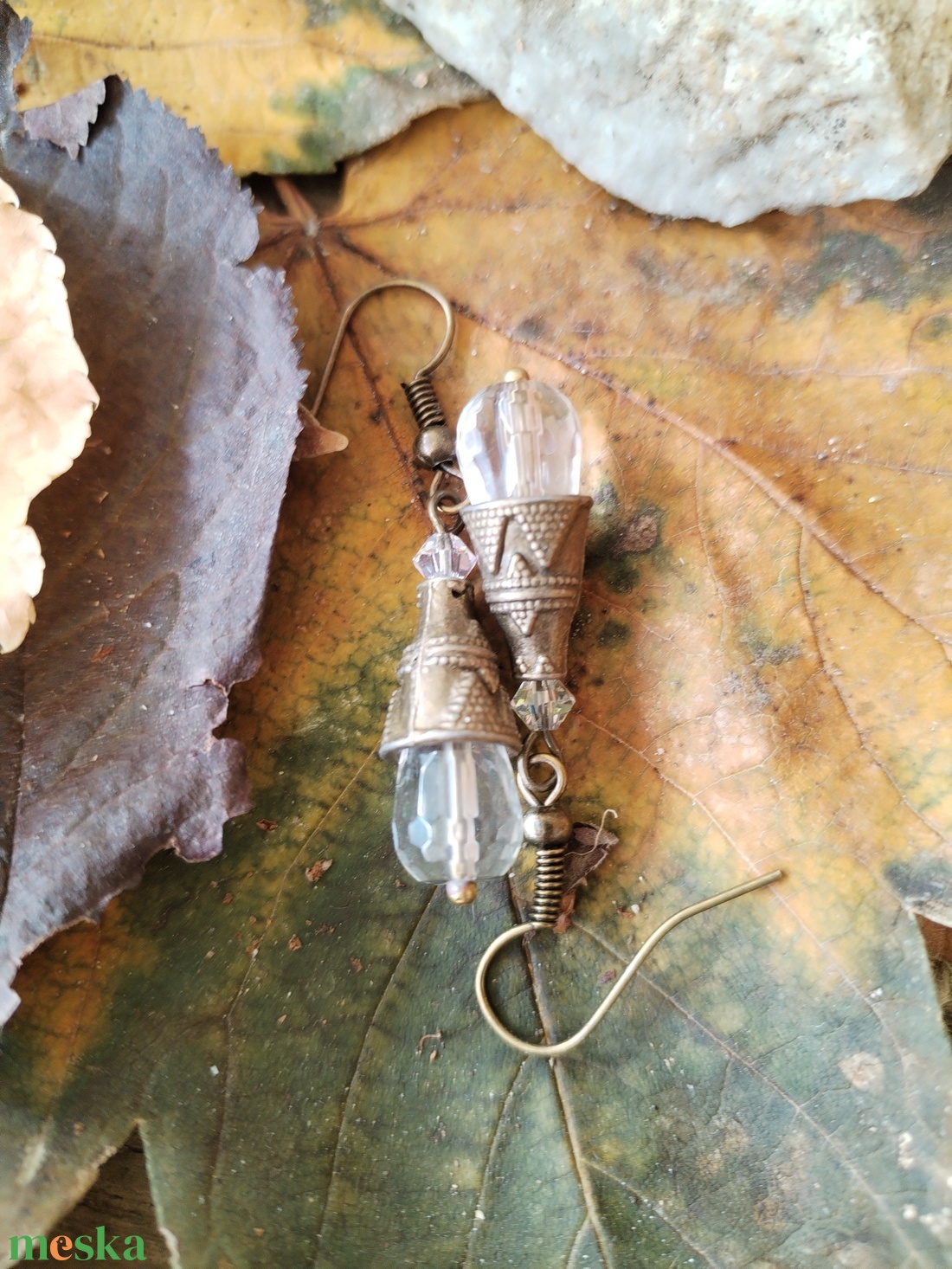 Hegyikristály csepp fülbevaló - ékszer - fülbevaló - lógó csepp fülbevaló - Meska.hu