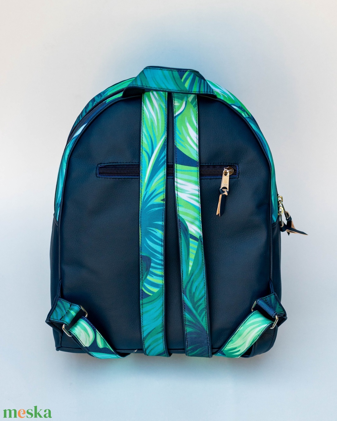 Egyedi tervezésű, sötétkék - türkiz pálmaleveles hátizsák  - táska & tok - hátizsák - hátizsák - Meska.hu