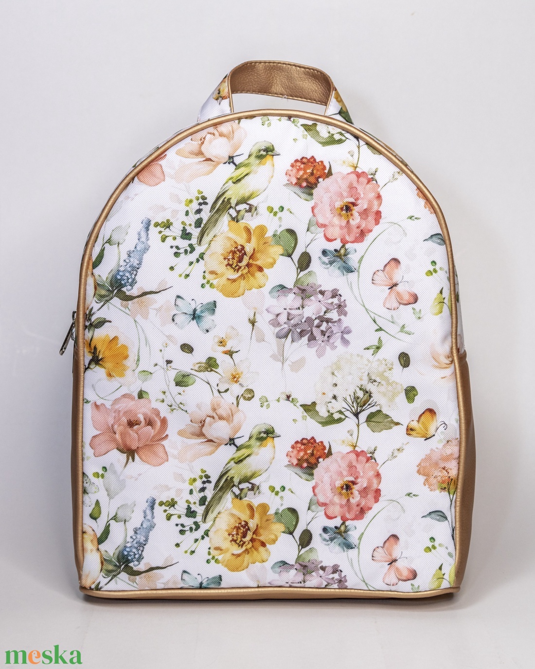 Rose gold madaras, virágos hátizsák - táska & tok - hátizsák - hátizsák - Meska.hu