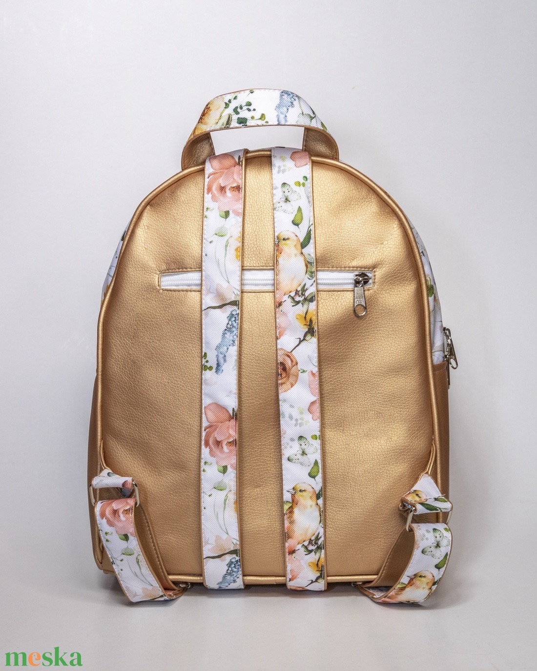 Rose gold madaras, virágos hátizsák - táska & tok - hátizsák - hátizsák - Meska.hu