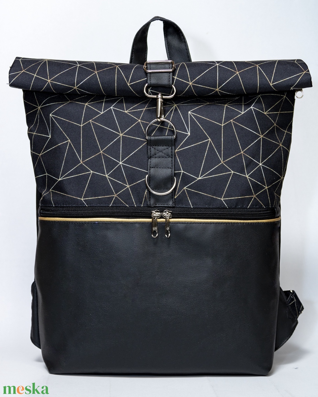 Geometrikus roll up hátizsák - táska & tok - hátizsák - roll top hátizsák - Meska.hu