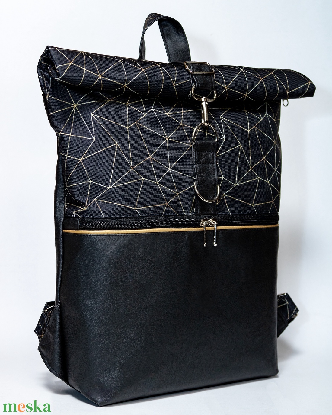 Geometrikus roll up hátizsák - táska & tok - hátizsák - roll top hátizsák - Meska.hu