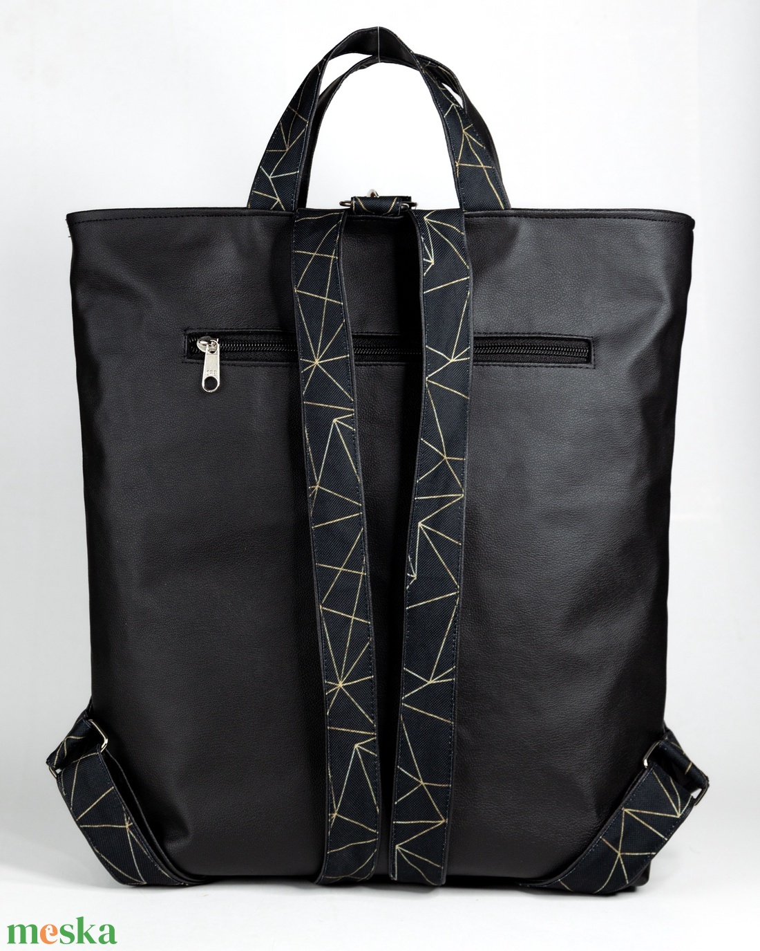 Fekete - arany 3in1 táska geometrikus mintával - táska & tok - variálható táska - Meska.hu
