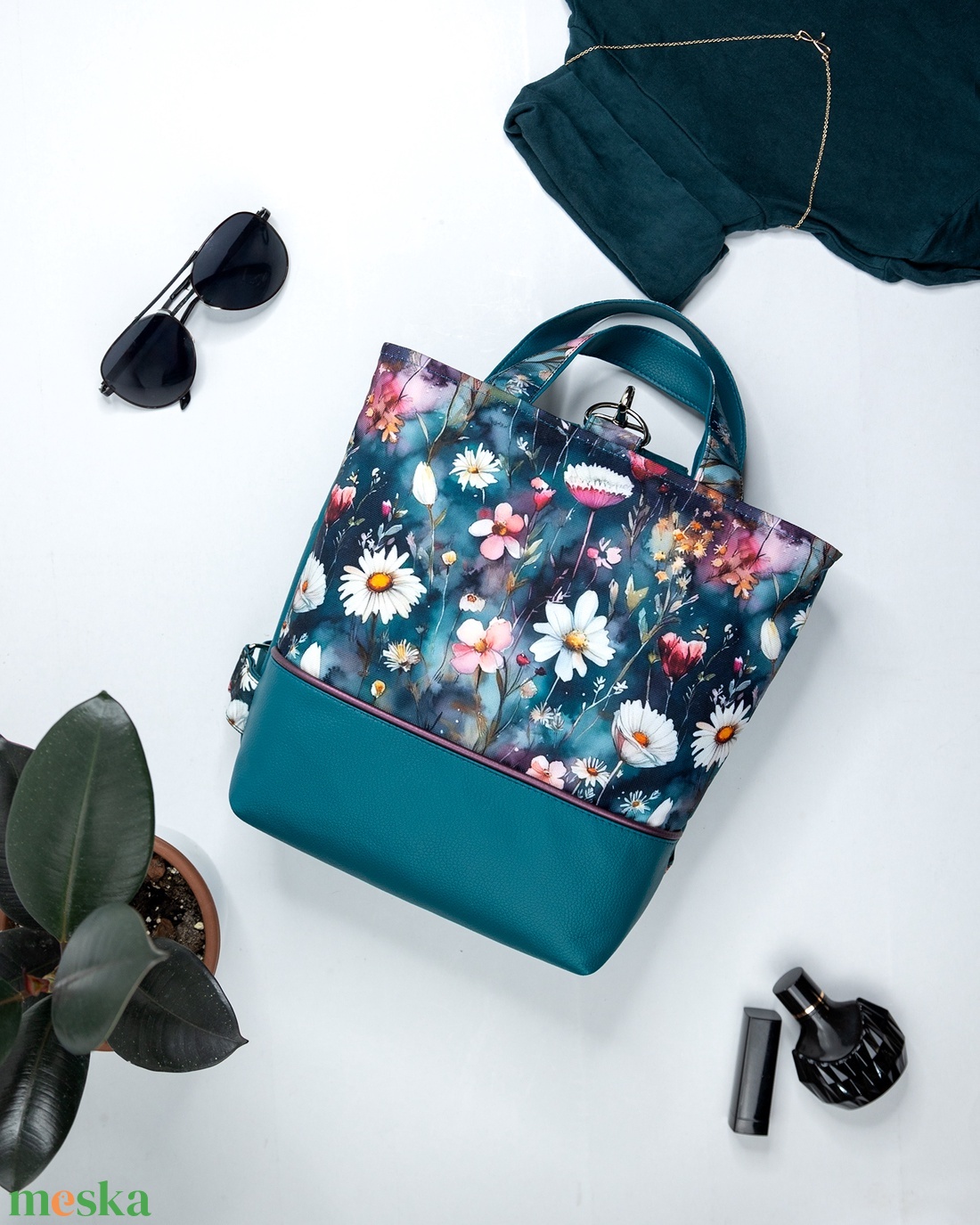 Margarétás, kis méretű hátizsák - táska & tok - hátizsák - kishátizsák - Meska.hu