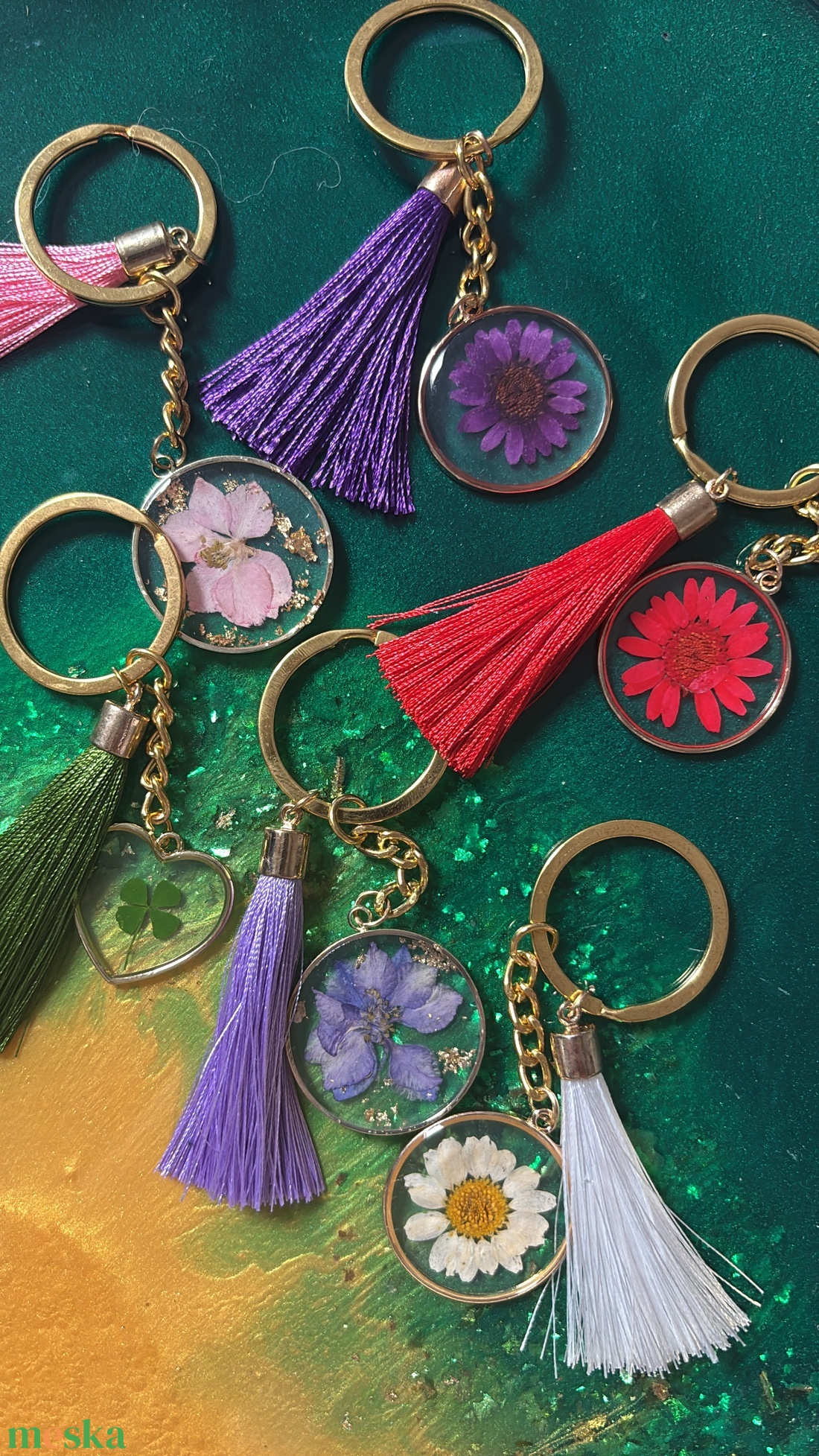 Virágos kulcstartó  - táska & tok - kulcstartó & táskadísz - kulcstartó - Meska.hu
