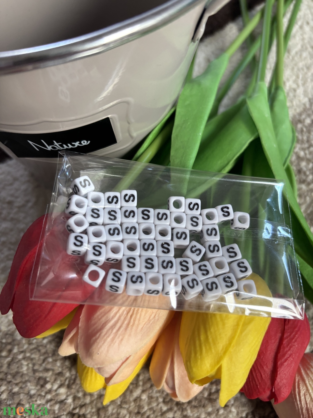 �S betű műanyag gyöngy  - kellékek & szerszámok - gyöngyfűzés kellékek - egyéb alkatrész - Meska.hu