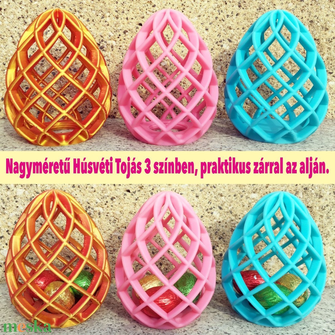 Nagy méretű Húsvéti Tojás 3 színben praktikus zárral az alján ajándékozáshoz pénzátadáshoz (kék, rózsaszín, arany-piros) - ünnepi díszek, dekorációk - húsvéti díszek és dekorációk - húsvéti ajándékátadó - Meska.hu
