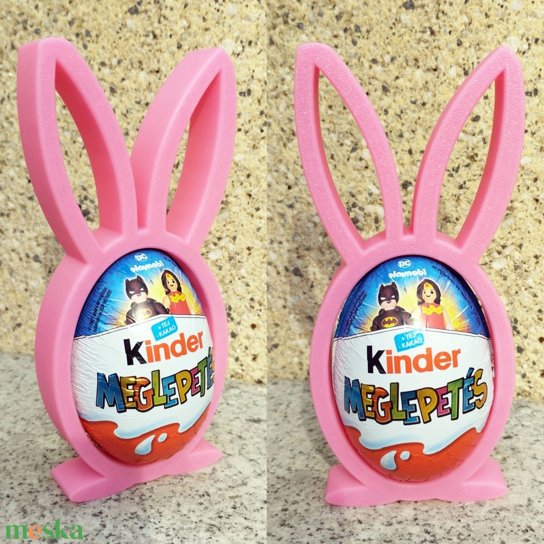 Kindertojás tartó Húsvéti Nyuszi figura 3 színben ajándékozáshoz pénzátadáshoz (kék, rózsaszín, arany-piros) - ünnepi díszek, dekorációk - húsvéti díszek és dekorációk - húsvéti ajándékátadó - Meska.hu