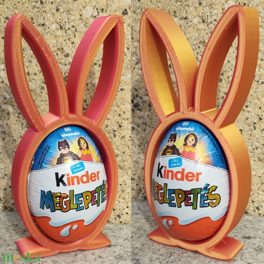 Kindertojás tartó Húsvéti Nyuszi figura 3 színben ajándékozáshoz pénzátadáshoz (kék, rózsaszín, arany-piros) - ünnepi díszek, dekorációk - húsvéti díszek és dekorációk - húsvéti ajándékátadó - Meska.hu