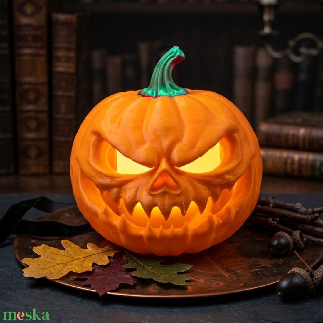 Ijesztő Halloween töklámpa � 3D nyomtatott halloweeni dekoráció és LED mécsestartó (11 cm) - otthon & életmód - dekoráció - halloween - halloweeni lámpás - Meska.hu