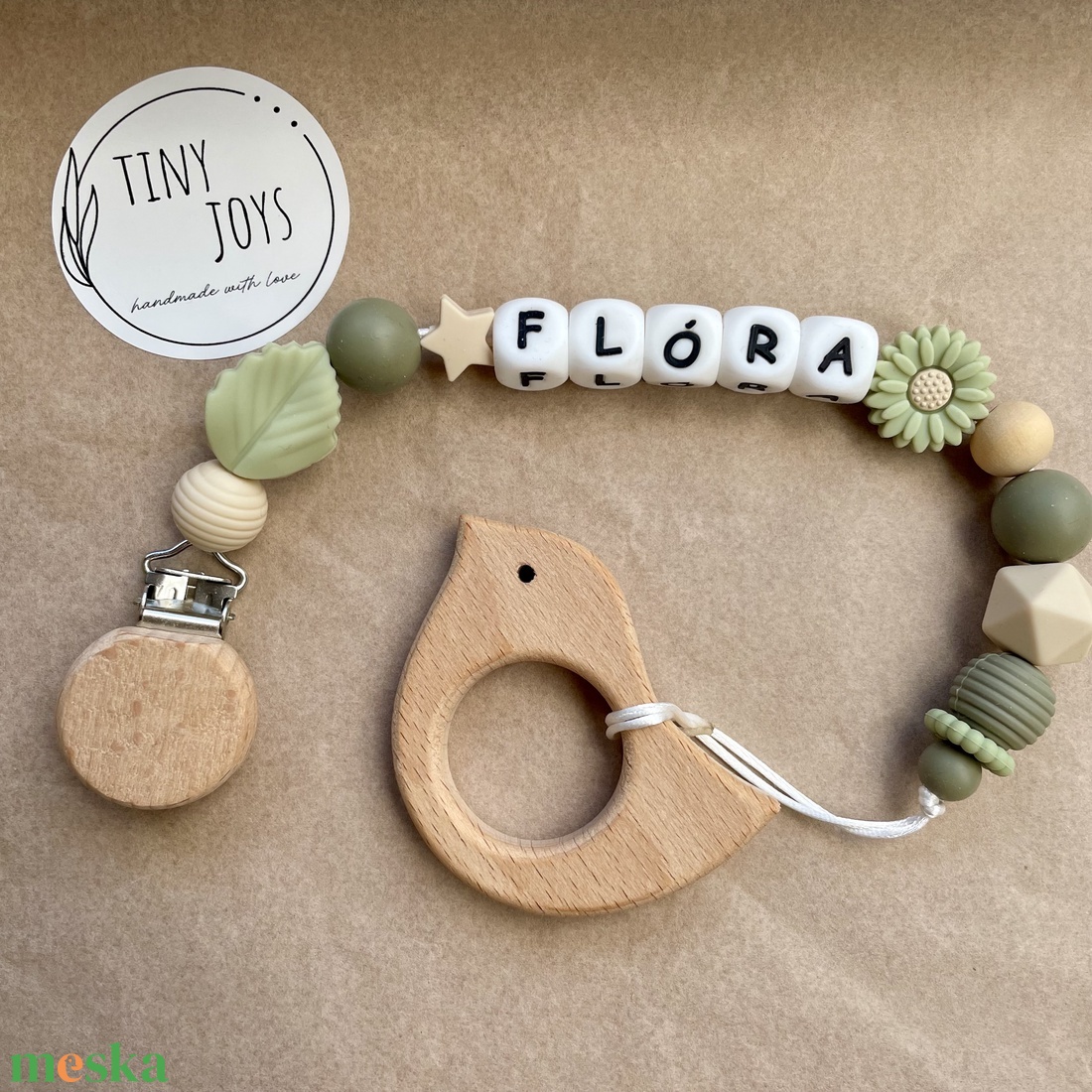 Ébredő tavasz - zöld rágcsalánc  - játék & sport - 3 éves kor alattiaknak - rágcsalánc - Meska.hu