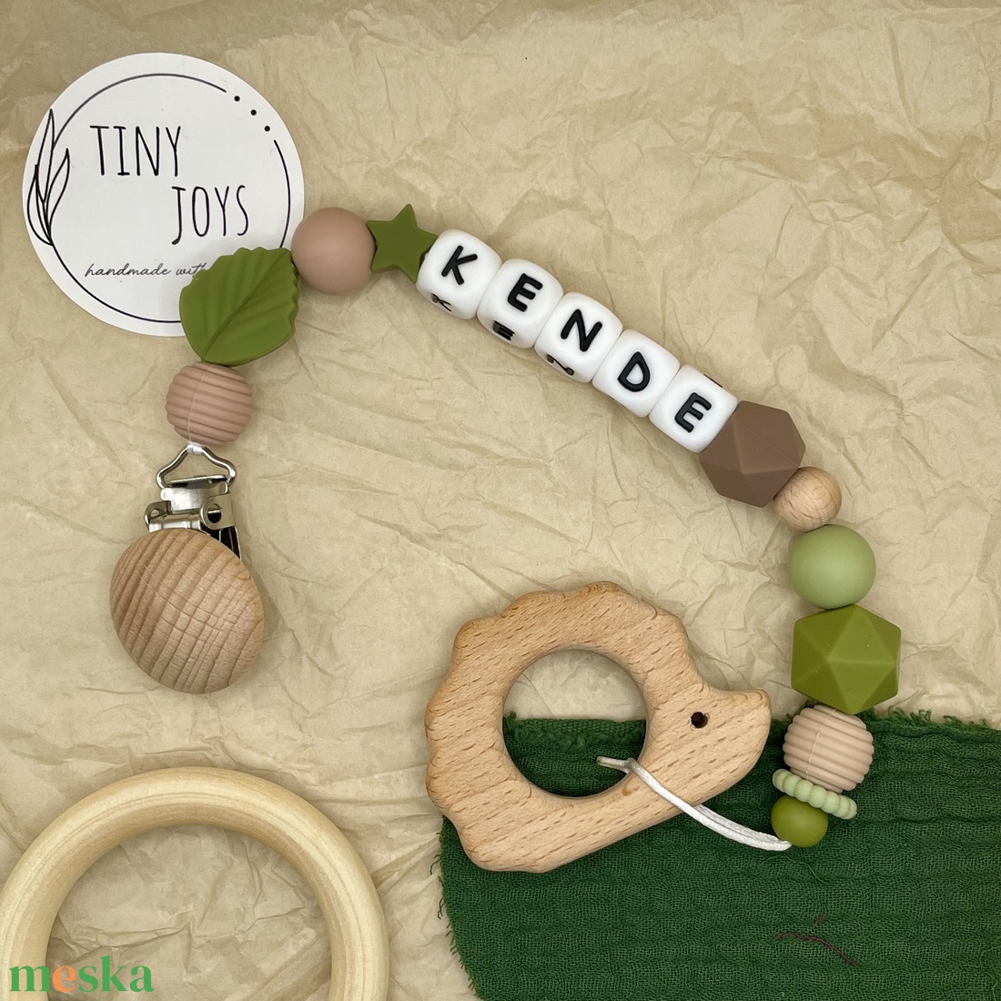 Erdők zöldje rágcsalánc  - játék & sport - 3 éves kor alattiaknak - rágcsalánc - Meska.hu