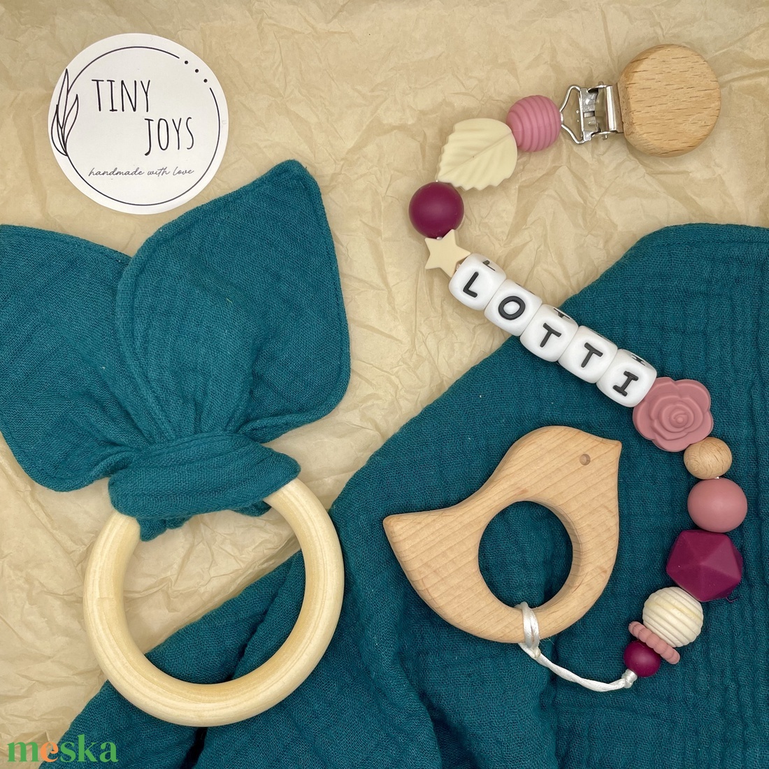 Aranyló homok rágcsalánc  - játék & sport - 3 éves kor alattiaknak - rágcsalánc - Meska.hu