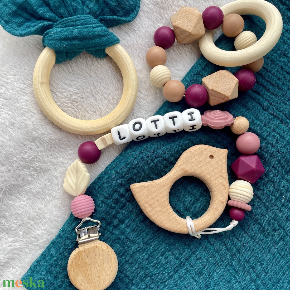 Aranyló homok rágcsalánc  - játék & sport - 3 éves kor alattiaknak - rágcsalánc - Meska.hu