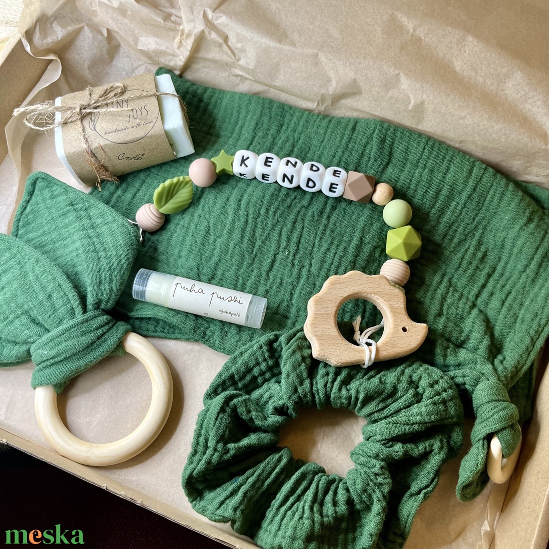 Boldog Anya � Boldog Baba MEDIUM BOX - Erdők zöldje kollekció - játék & sport - babalátogató ajándékcsomag - Meska.hu