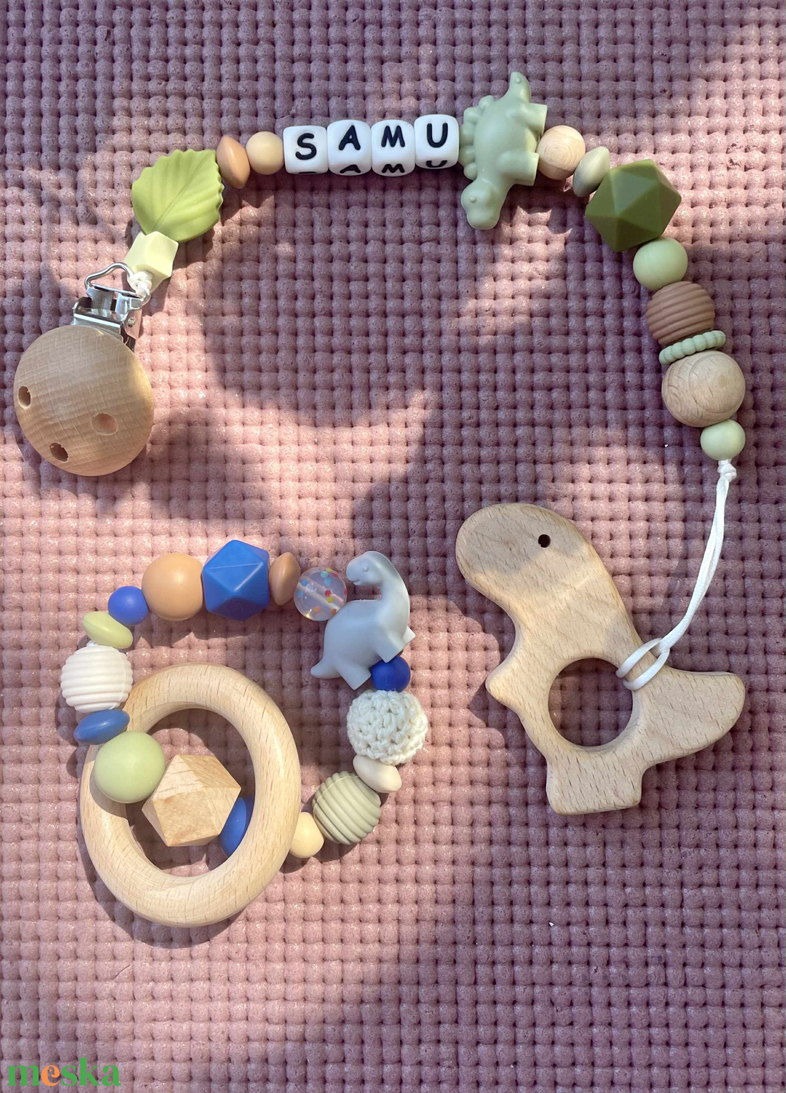 Egyedi rágcsalánc + rágcsakarika - baba - mama - baba játékok - rágóka - Meska.hu
