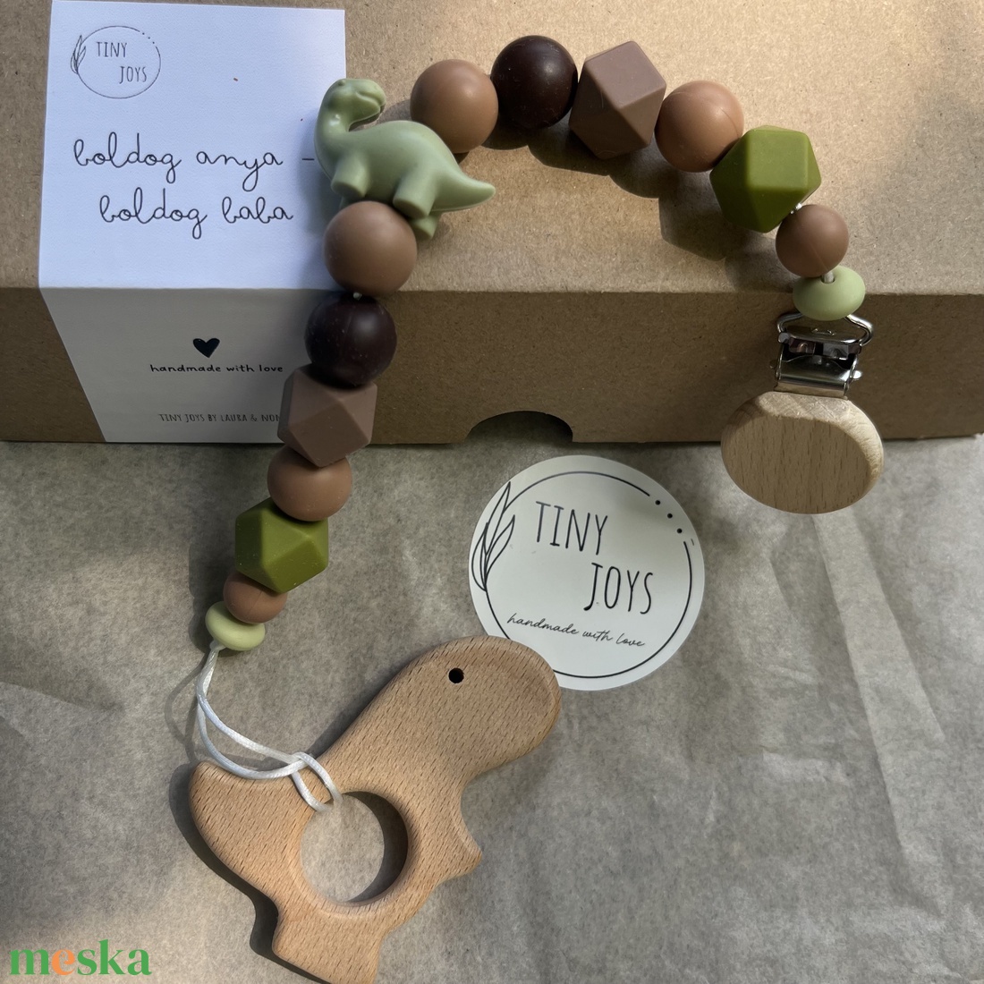 Dínós rágcsalánc - baba - mama - baba játékok - cumilánc - Meska.hu