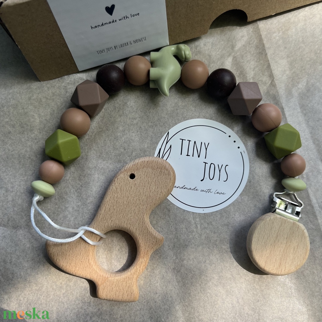 Dínós rágcsalánc - baba - mama - baba játékok - cumilánc - Meska.hu