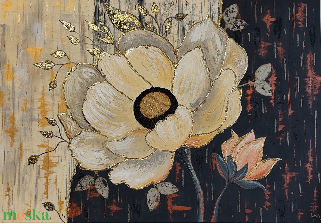 Absztrakt virág festmény  - művészet - festmény - akril - Meska.hu