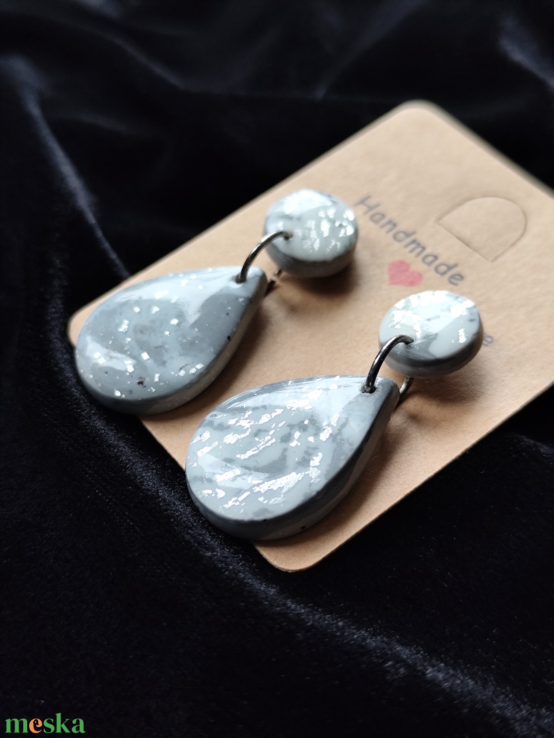 Márvány hatású fülbevaló  - ékszer - fülbevaló - lógó csepp fülbevaló - Meska.hu