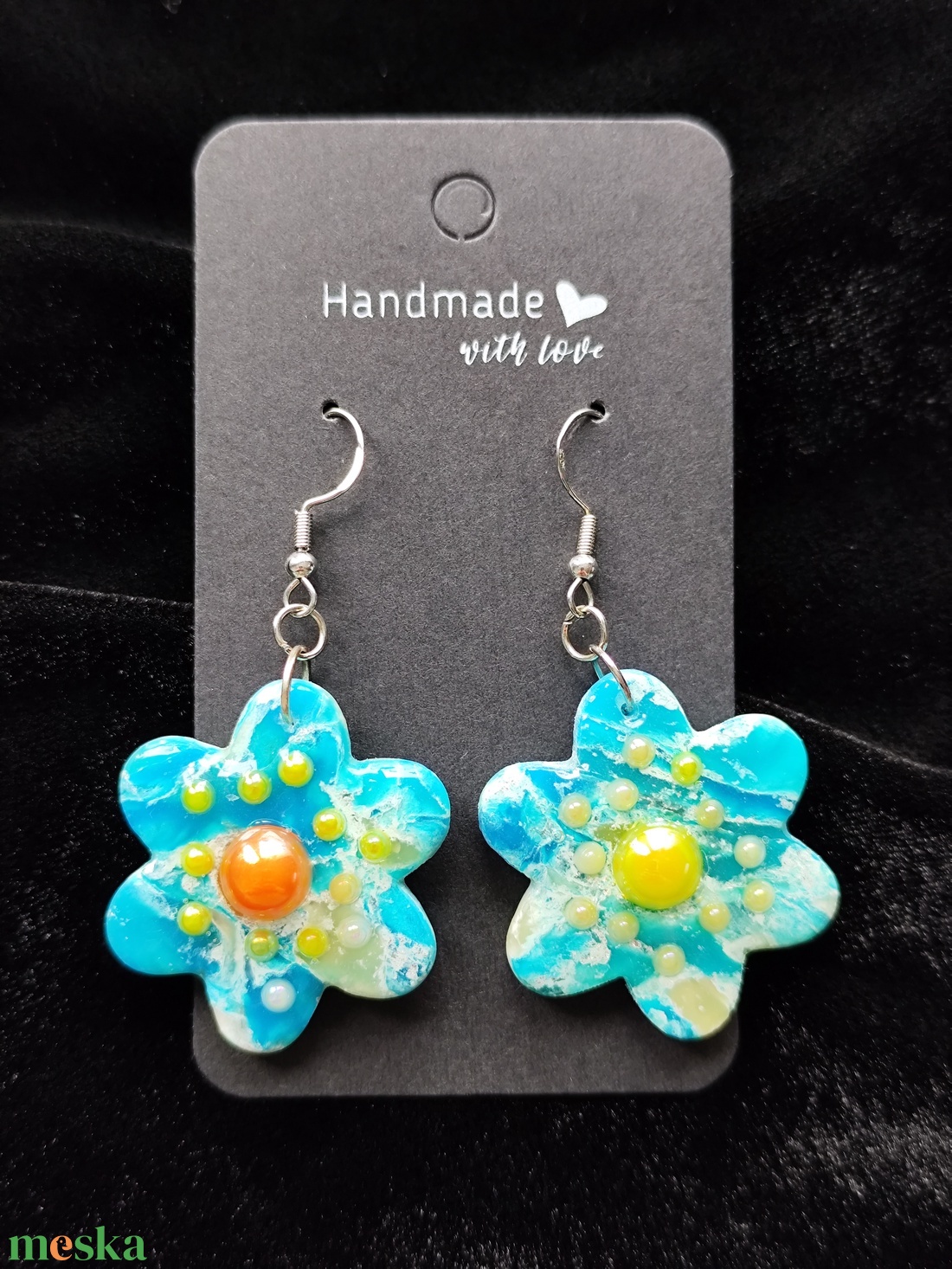 Virág fülbevaló  - ékszer - fülbevaló - lógós kerek fülbevaló - Meska.hu