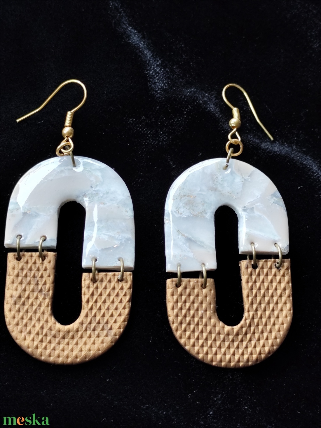 Bronz/Bézs fülbevaló  - ékszer - fülbevaló - lógó fülbevaló - Meska.hu