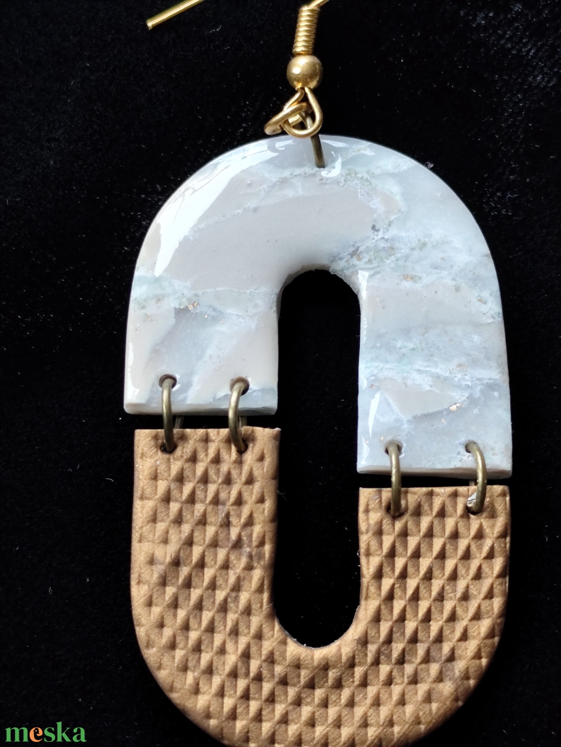 Bronz/Bézs fülbevaló  - ékszer - fülbevaló - lógó fülbevaló - Meska.hu