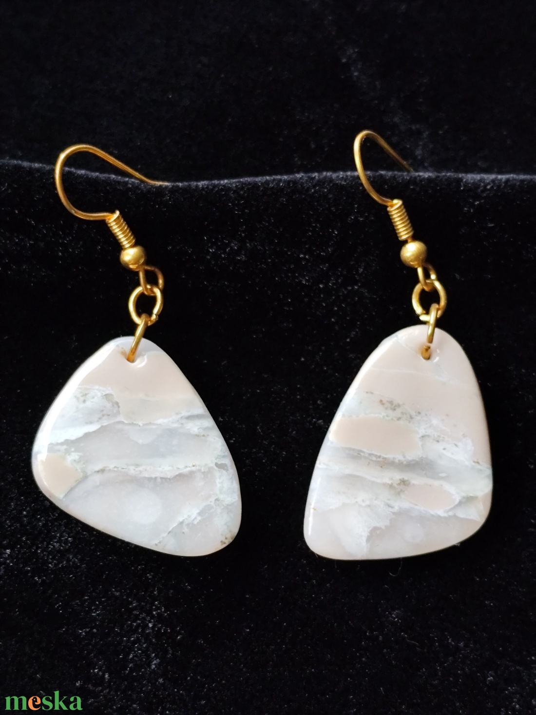 Ásvány hatású fülbevaló  - ékszer - fülbevaló - lógó fülbevaló - Meska.hu