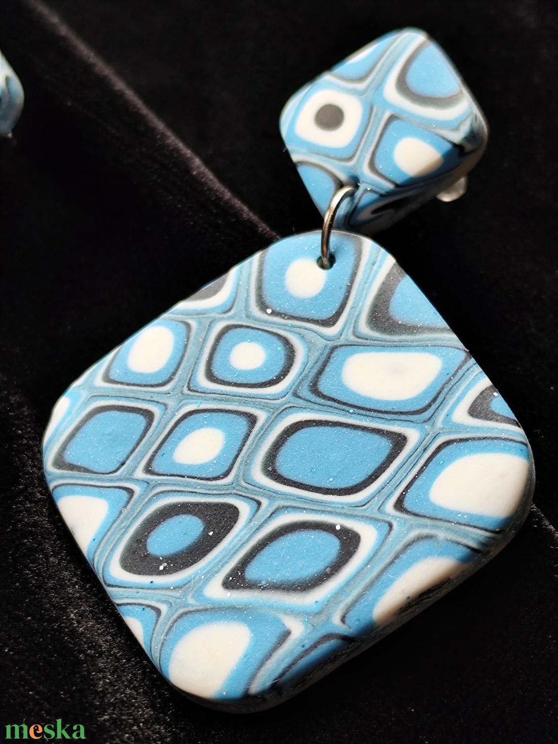 Retró négyzetes fülbevaló  - ékszer - fülbevaló - lógó fülbevaló - Meska.hu